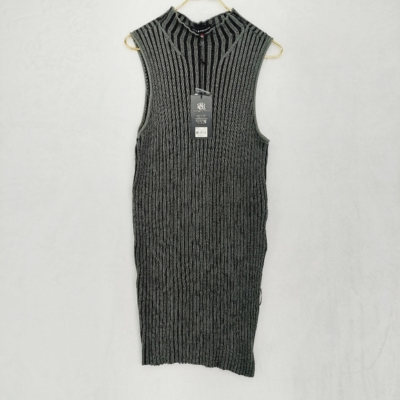 Rock & Republic Black Gray Sleeveless Sweater Dress 2569 NWT - Picture 1 of 10
